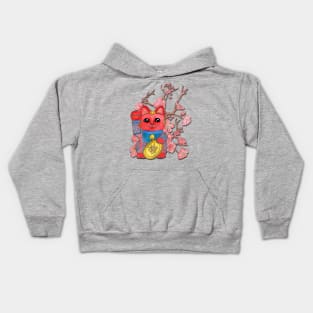 Red Lucky Cat Kids Hoodie